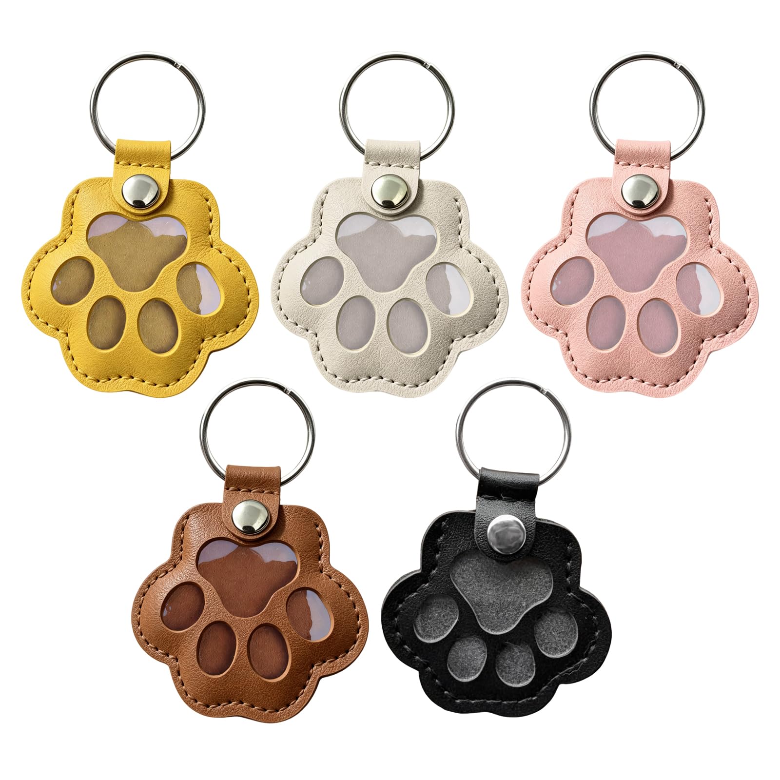 5PCS Dog Hair Collector Keychain Charm Memorial Storage,Pet Memory Collector,Pet Hair Memorial Keepsake,Pets Fur Keepsake Keyring for Collecting Hai With Snap Button,Pets Memorial Gifts (Multicolor1)