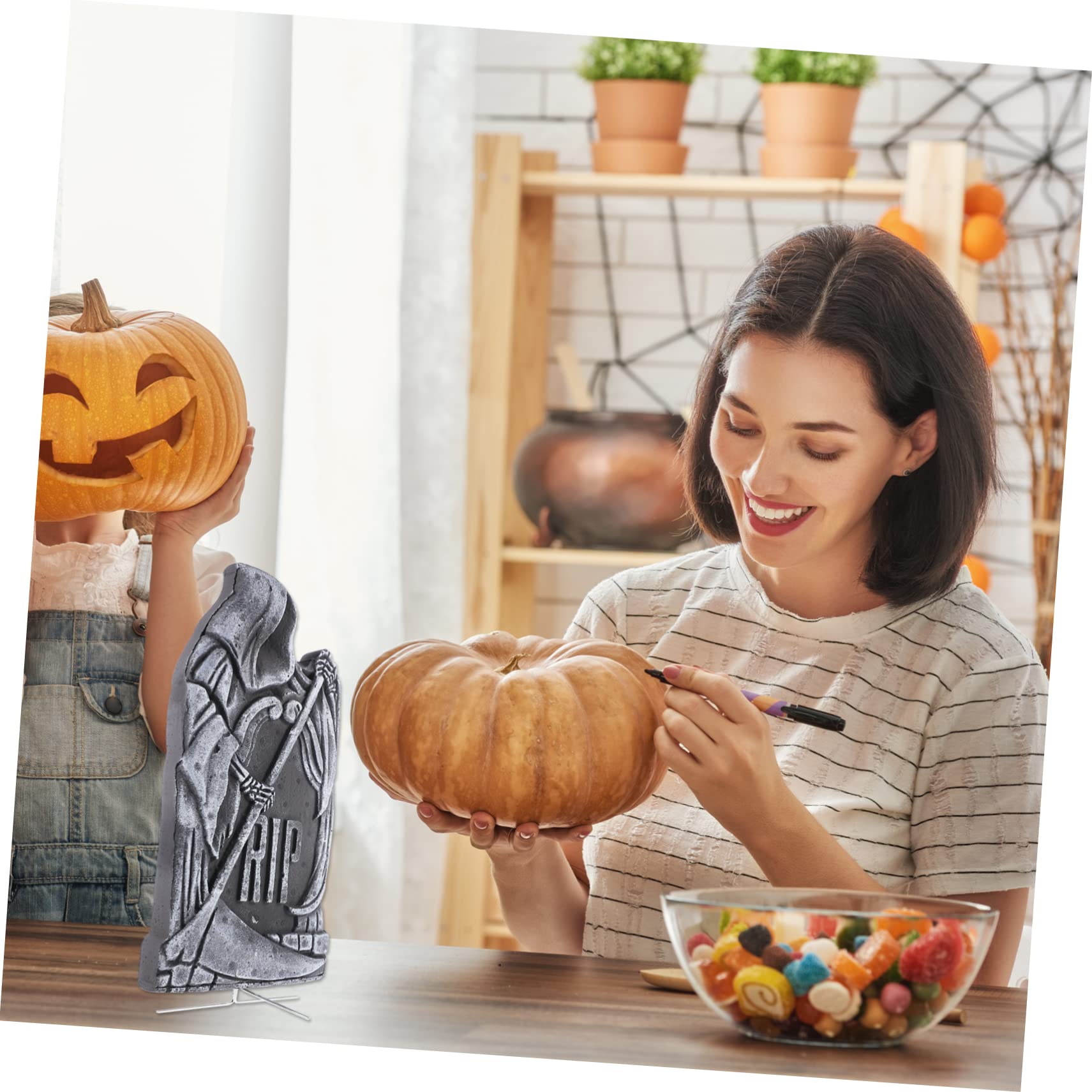 BESTonZON 2 Pezzi Decorazioni in per Lapidi Halloween Decorazioni per Esterni Halloween Scheletri Gotici Decorazioni per Halloween per Cimitero