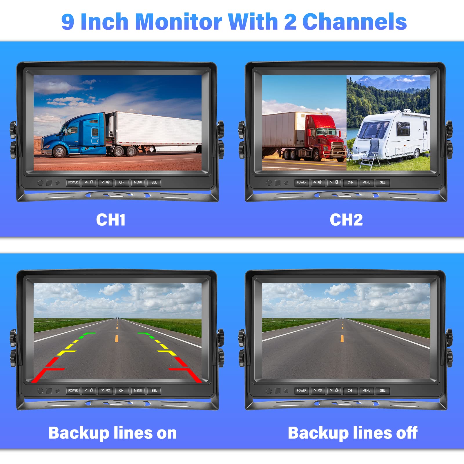 DVR 1080P Rückfahrkamera Set 9 Zoll LCD Monitor Weitwinkel Nachtsicht IP69 Wasserdicht Backup Kamera für LKW Anhänger Bus 12-35V