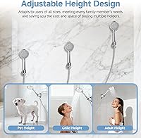 Vista 4 de Soporte de cabezal de ducha de succión, soporte de ducha de mano extraíble para montaje en pared, ventosa cromada ajustable sin taladro, inclinación