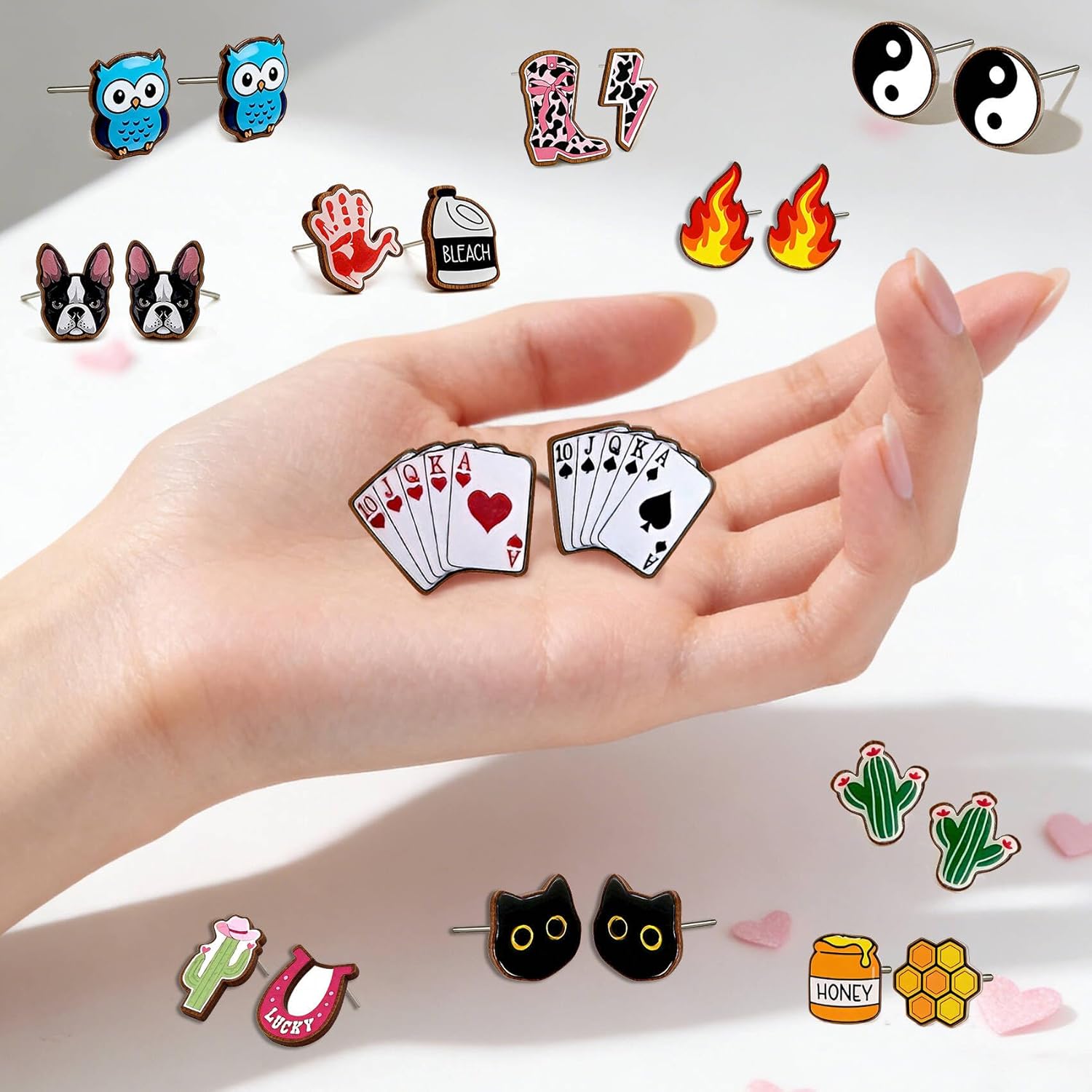 Earrings for Women Cute 3D Shaped Wood Stud Earring Fries Hypoallergenic Jewelry Funny Gifts Valentine's Day Birthday Gifts for Women,Mom,Her,Friends,Wife,Daughter,Sister - Image 3