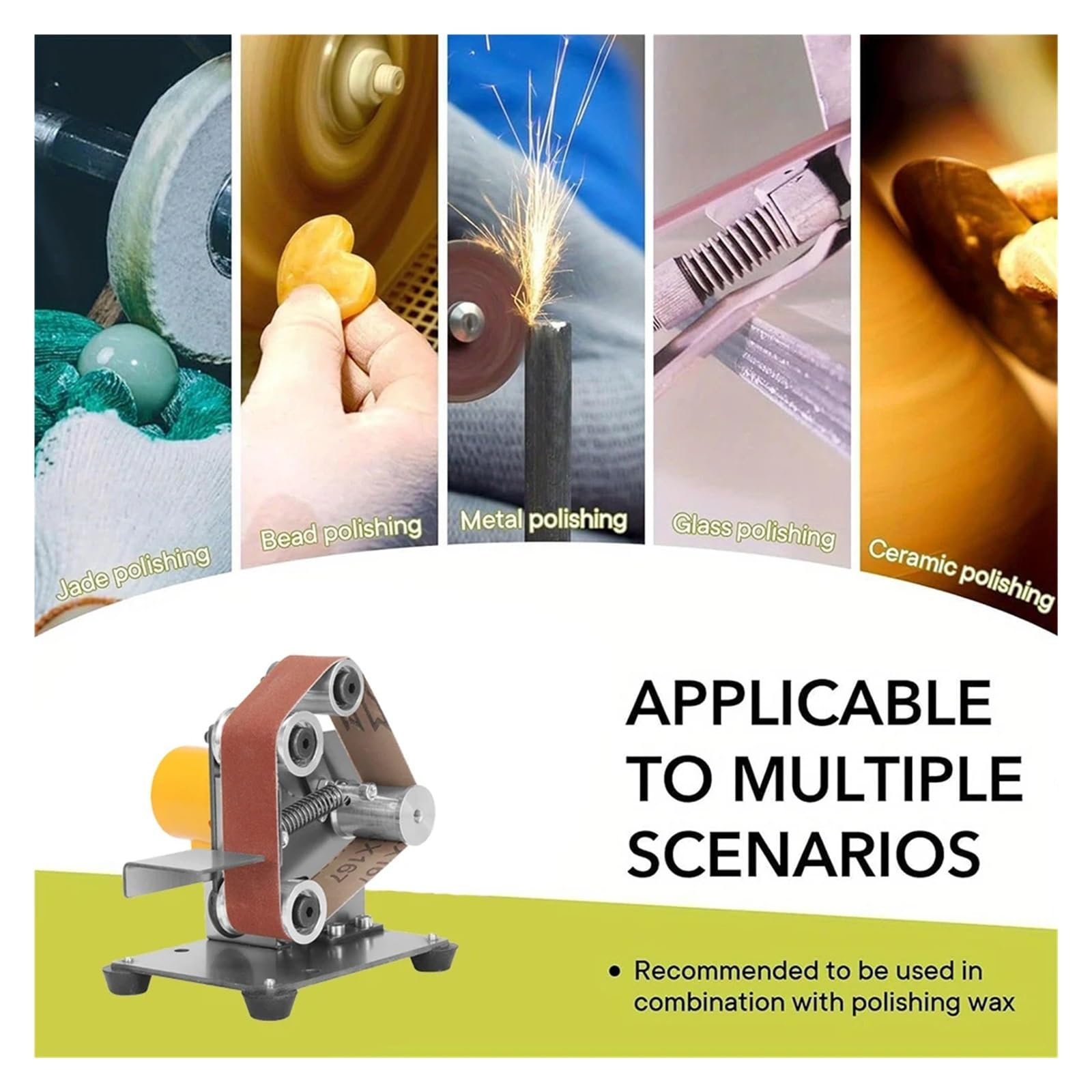 Lijadora de Banda, Mini máquina pulidora de banda, afiladora de herramientas, lijadora, pulidora eléctrica multifuncional, ajustable