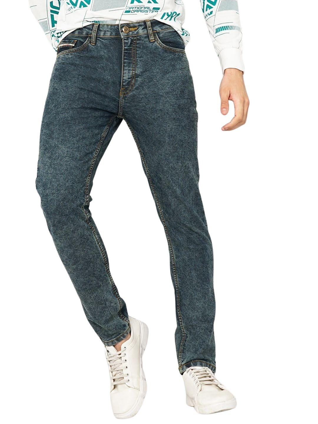 The Indian Garage Co Men Slim Fit Solid Mid-Rise Stretchable Jeans
