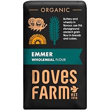 Doves Farm Organic Stoneground Wholemeal Emmer Flour 2.2 lb 1 kg - High Protein Ancient Grain Emmer Whole Wheat, British Baking Flour for Breads & Cakes, Kosher & Vegan, Imported from UK