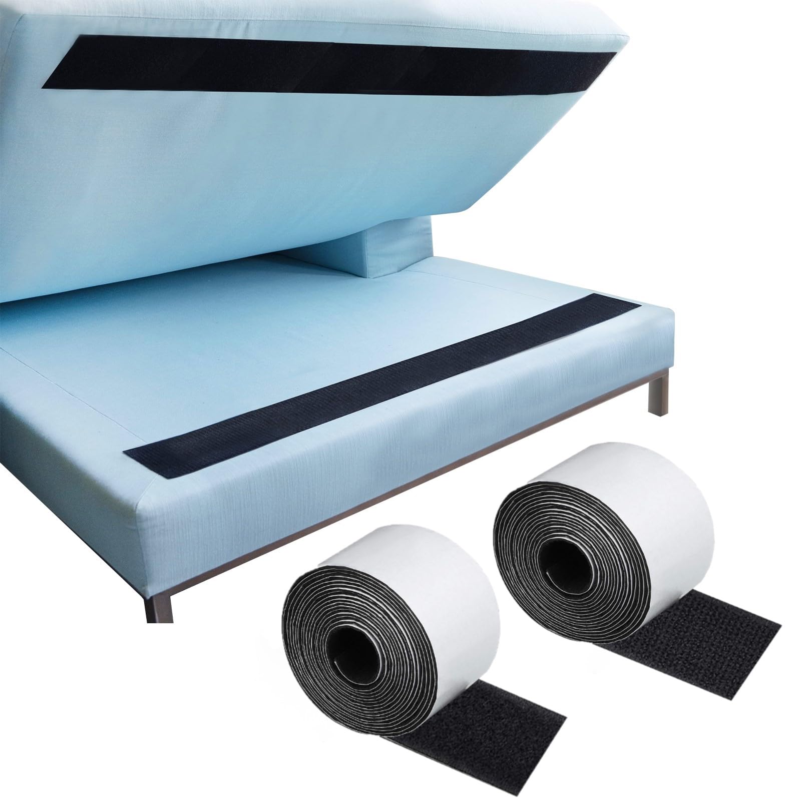 FOGAWA Non Slip Cushion Pad Hook and Loop Tape Self Adhesive Rolled Hook Loop Tape with Adhesive for Reduce Sofa Mattress Couch Cushions Sliding Sticky Back Fastening Tape 10cm x 3m
