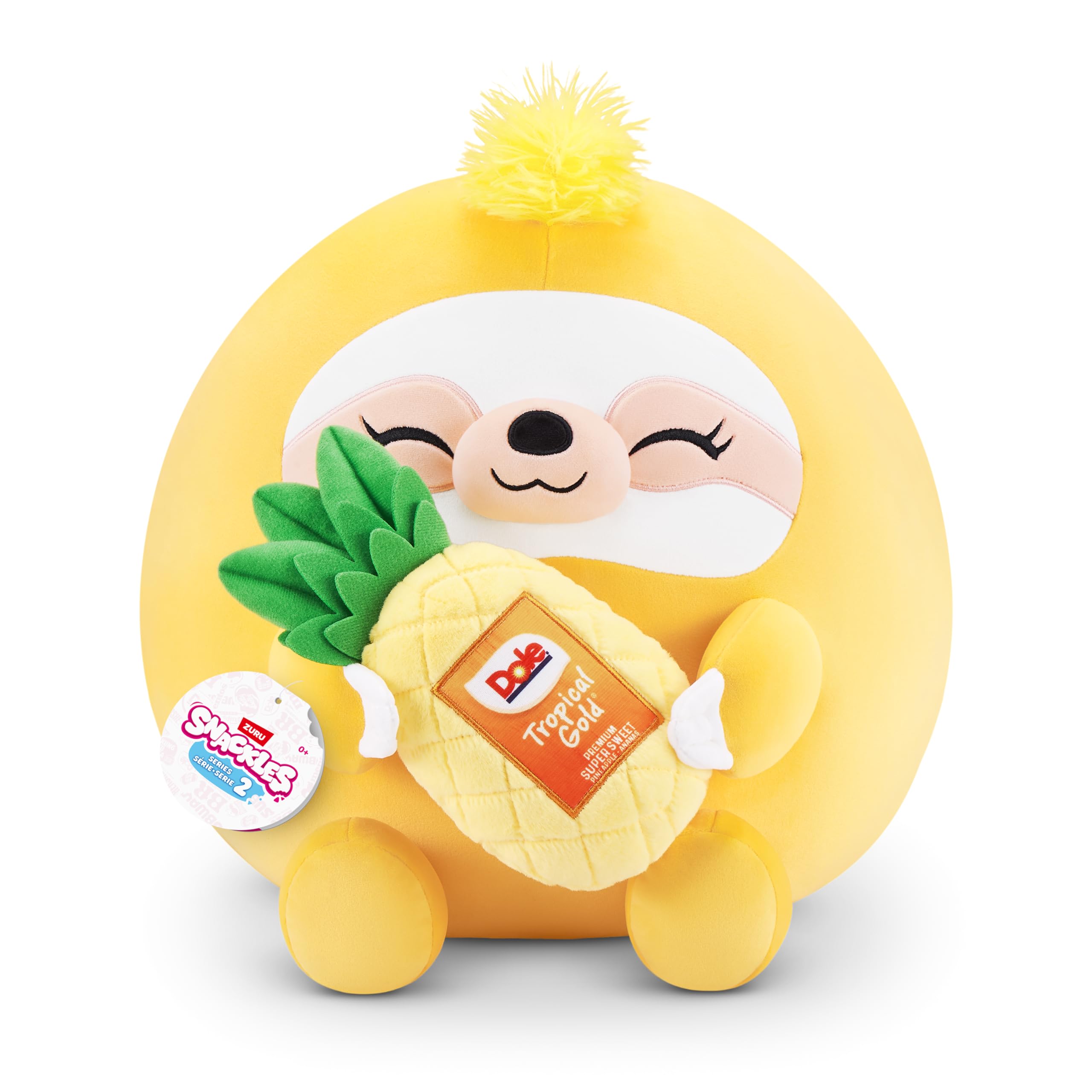 Snackles Series 2 Sloth & Dole 16 Inch Plush by ZURU, Ultra Soft Plush, Collectible Plush with Real Licensed Brands, Stuffed Animal, Giftable