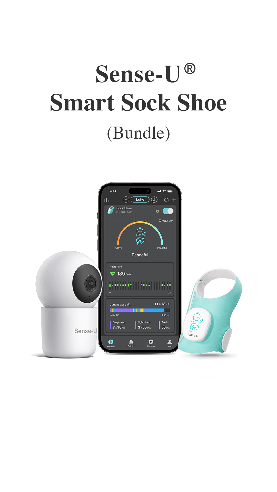 Owlet Baby Monitor Baby Monitor, Sense-U Smart Sock Shoe (Long