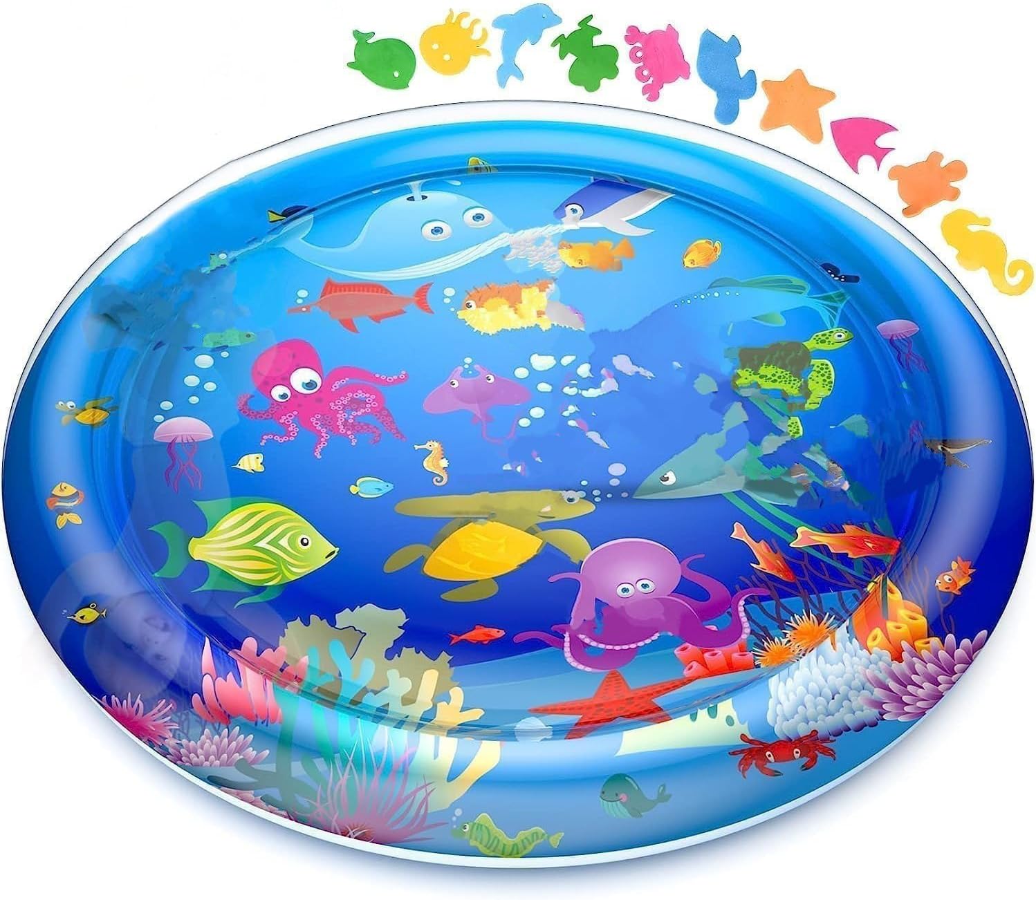 Tummy Time Water Mat for Babies 0–12 Months | Inflatable Leakproof Sensory Play Gym | Water-Filled Activity Play Canter for Indoor & Outdoor Use | New-Born Essentials | Baby Gift | Pack of 1 (Round)