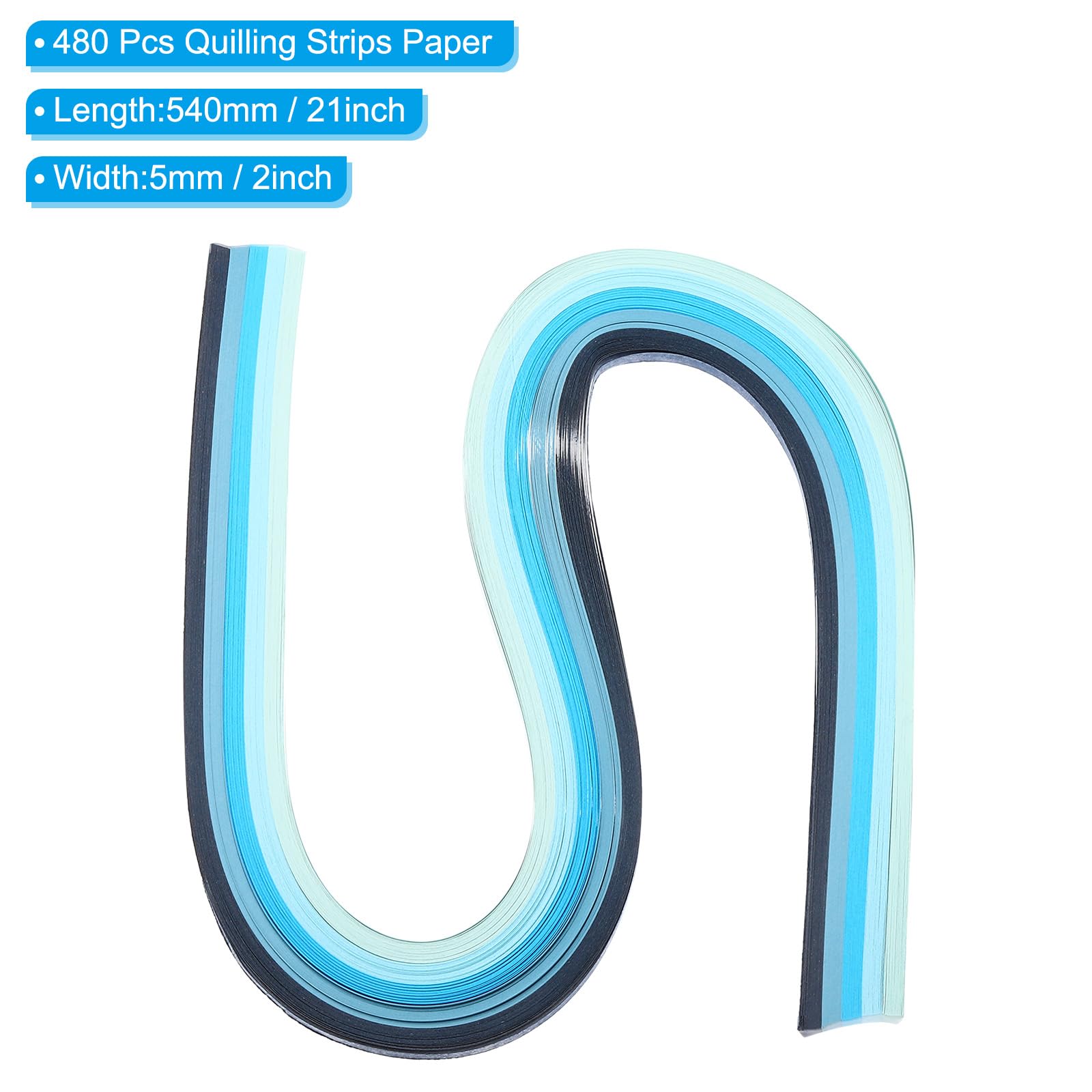 PATIKIL 540 x 5mm Rainbow Quilling Strips Paper,480 Pcs Origami Paper Quilling Strip for Art DIY Hand Craft Christmas Gradient Blue - Image 2