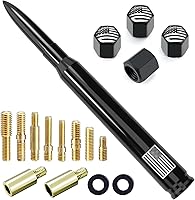 Vista 27 de Antena de camión para automóvil con tapas de válvula de neumáticos, bandera estadounidense, repuesto corto universal para GMC Sierra, Chevy