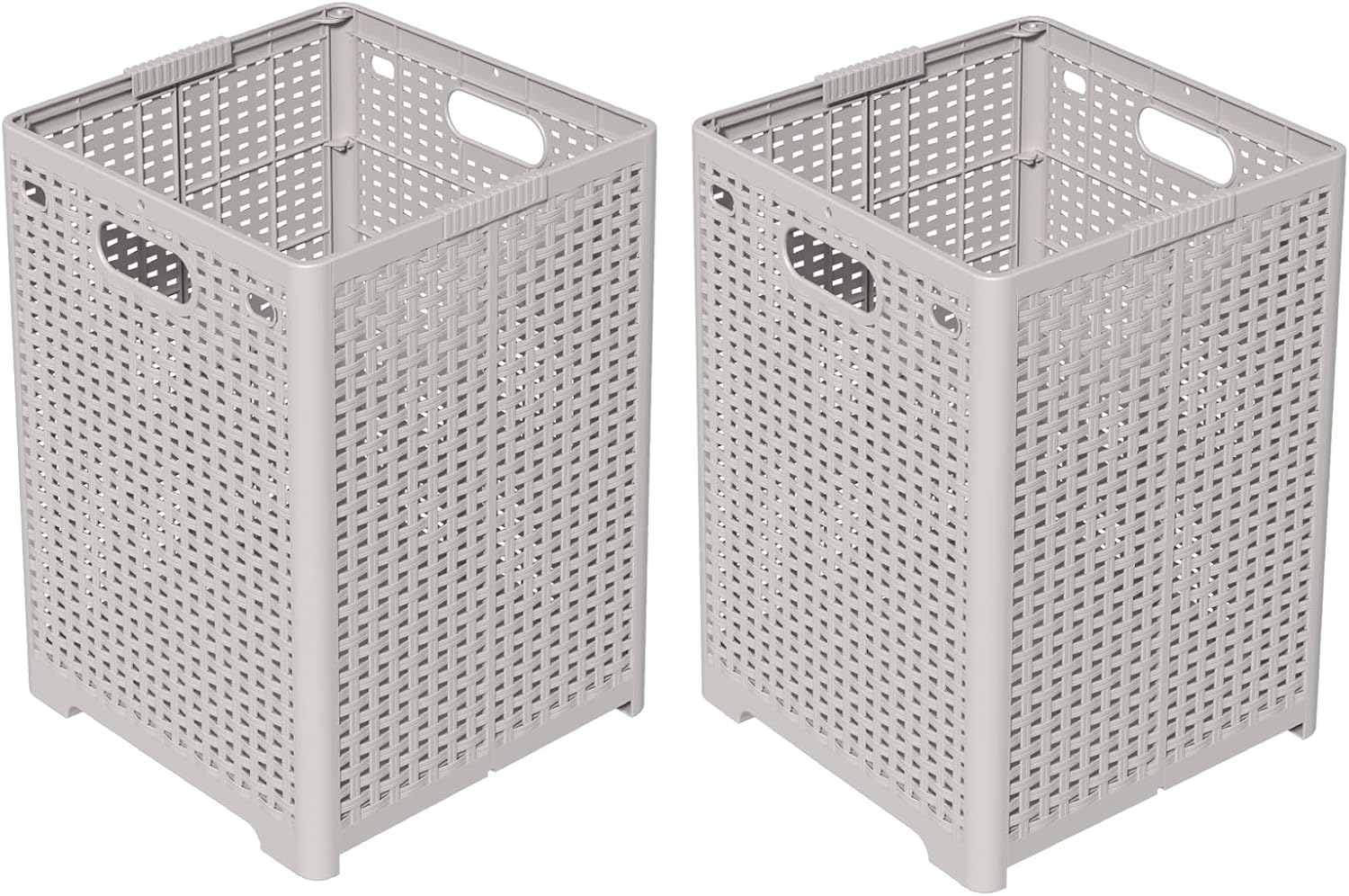 42 L Foldable Plastic Laundry Basket, 2-Pack Plastic Collapsible Laundry Hamper, Gray