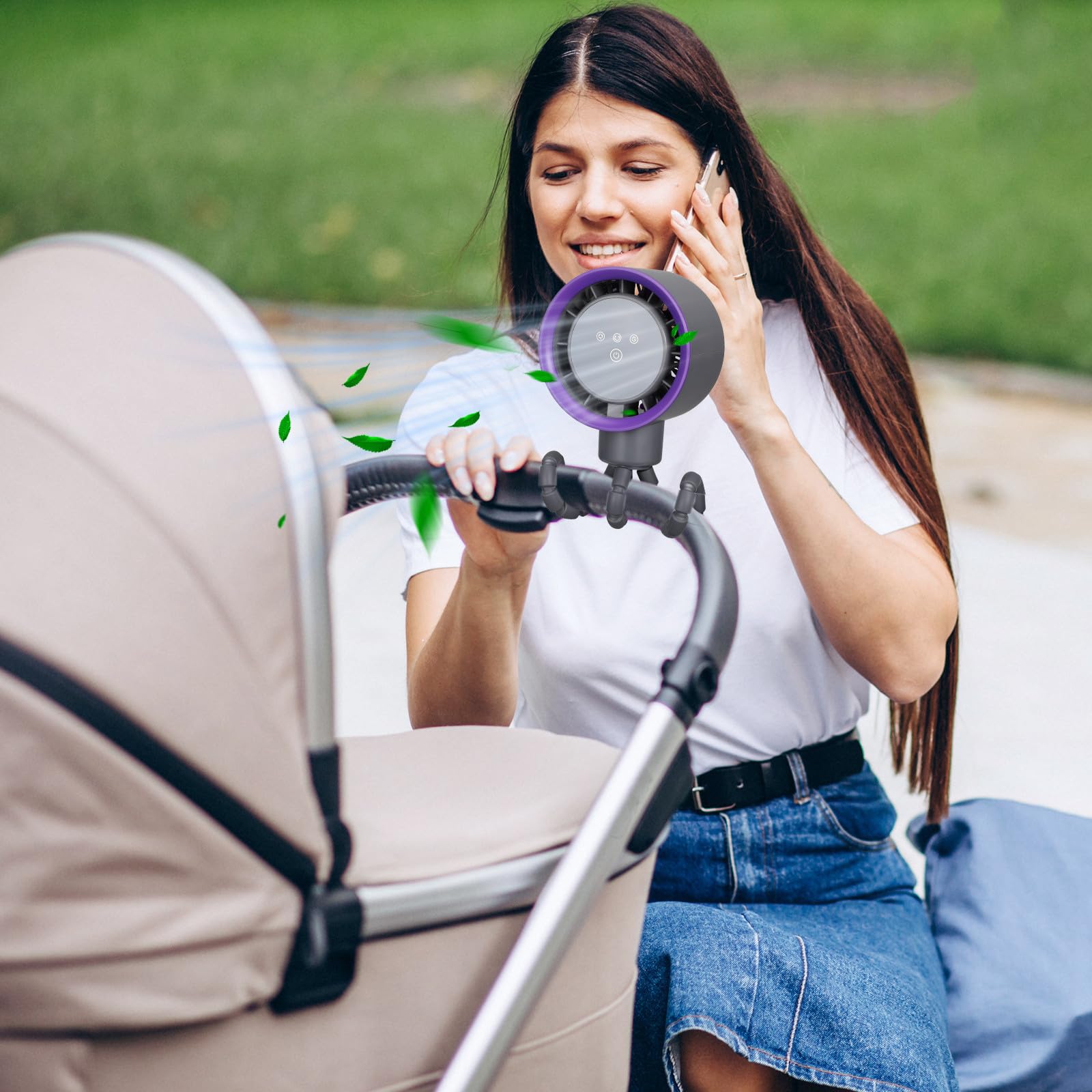 Kichvoe Ventilatore portatile per passeggino, ventilatore a clip a 360 gradi, silenzioso ricaricabile, per tapis, bici e viaggi