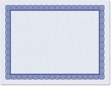 Executive Blue Parchment Certificate Papers - Pack of 25, Laser & Inkjet Printer Compatible, For Office, Business Awards, Graduation, School Diplomas, 8-1/2" x 11" on 60 lb. Text Stock