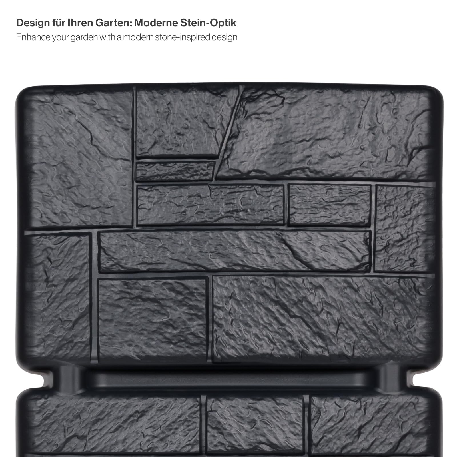 Kreher Wassertonne XXL Tower Stone mit Wasserhahn (Anthrazit) | Regentonne in Stein-Optik, 350 L, Maße 57,5 x 38,4 x 180 cm, zur Gartenbewässerung