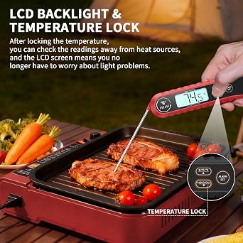 DOQAUS Meat Thermometer with Dual Probe, 3s Instant Read Food Thermometer