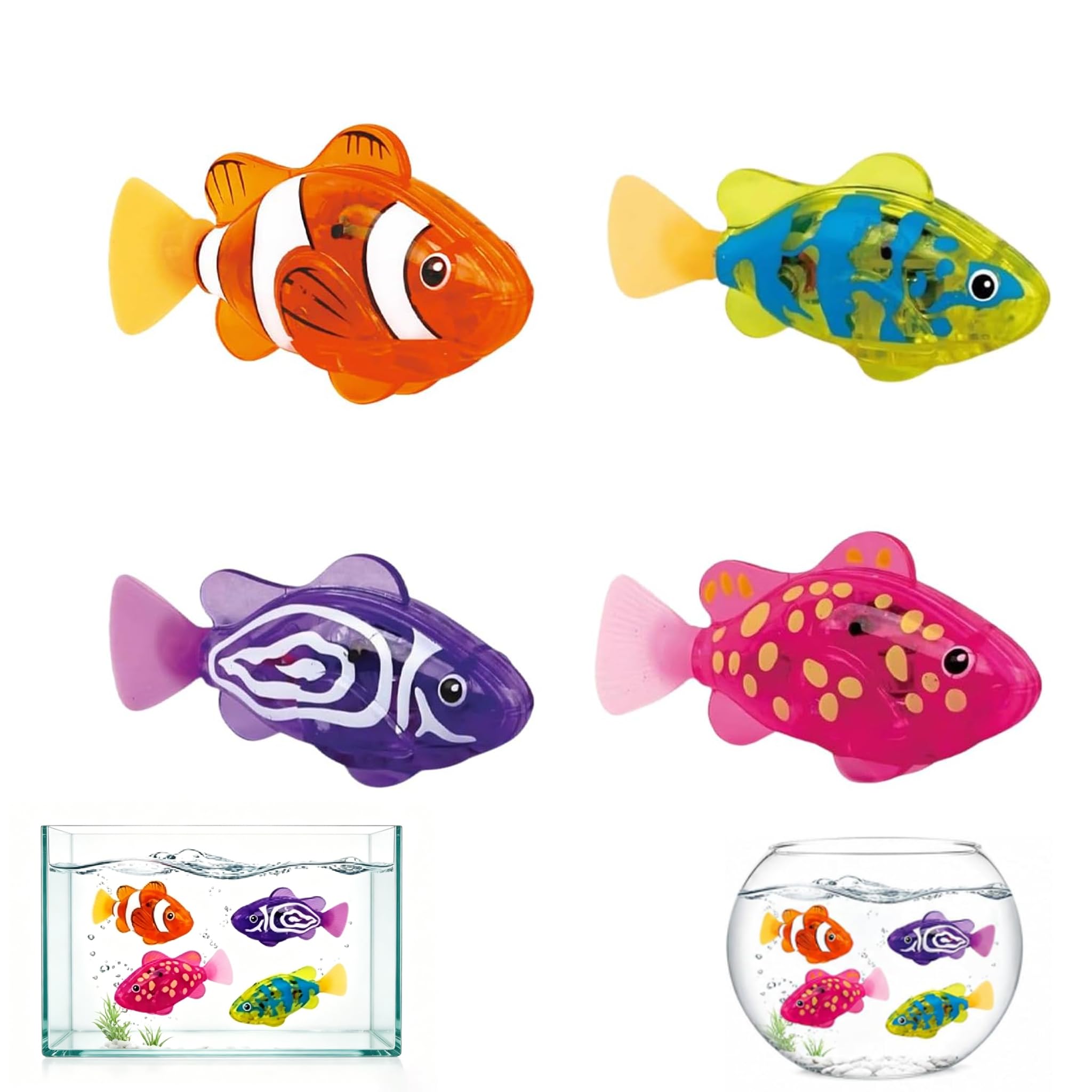 Light Up Swimming Fish Bath Toys, Sensors Activated Magic Glowing Toy with Light Function, Interactive Water Activated Toy for Toddlers, Fun Electric Fish for Bathtub, Pool & Summer Play (4PCS)