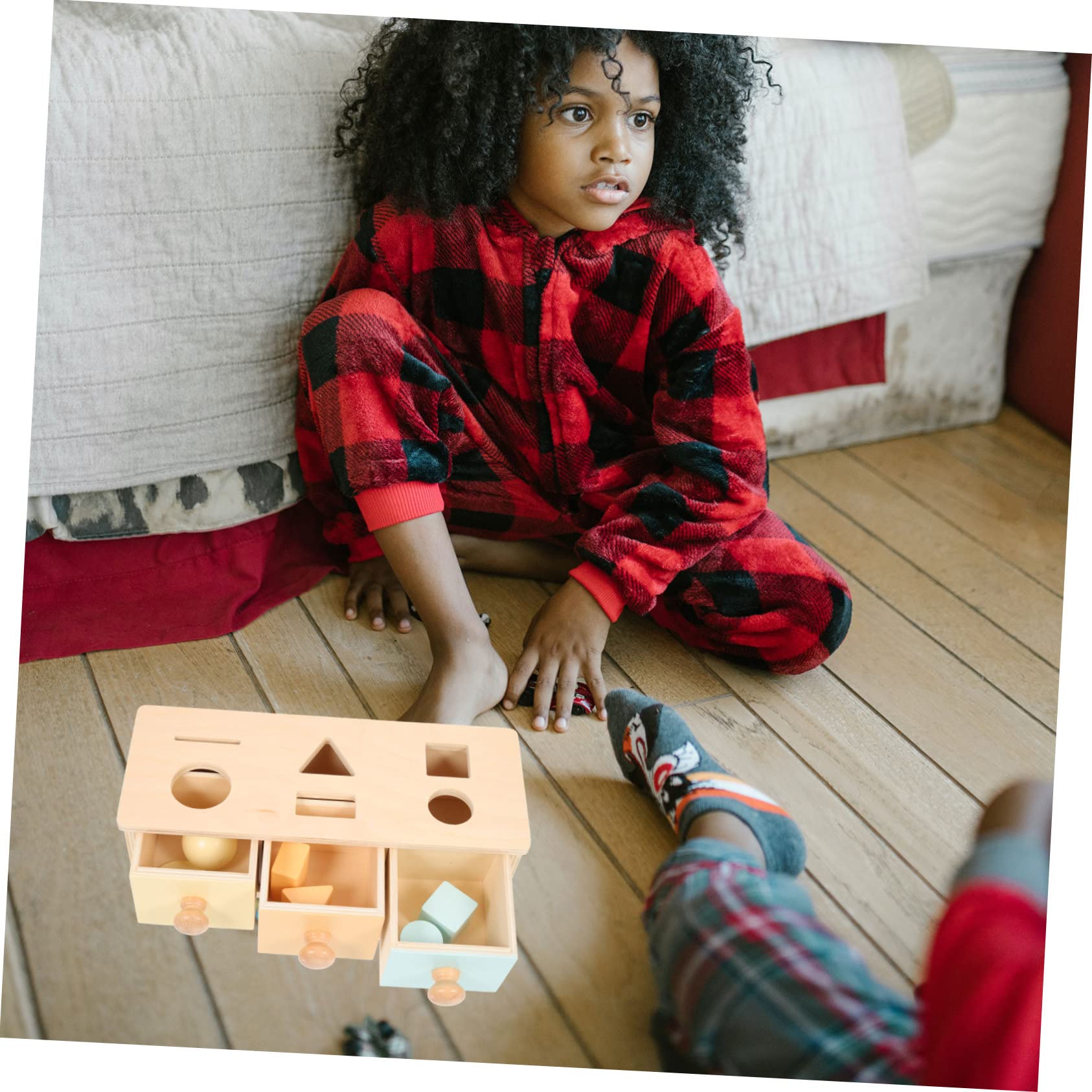 SOIMISS Caja Montessori de Madera para Bebés Juguete Educativo de Permanencia de Objetos Entrenamiento de Motricidad Fina y Coordinación Ojo-Mano Didáctico para Desarrollo Temprano
