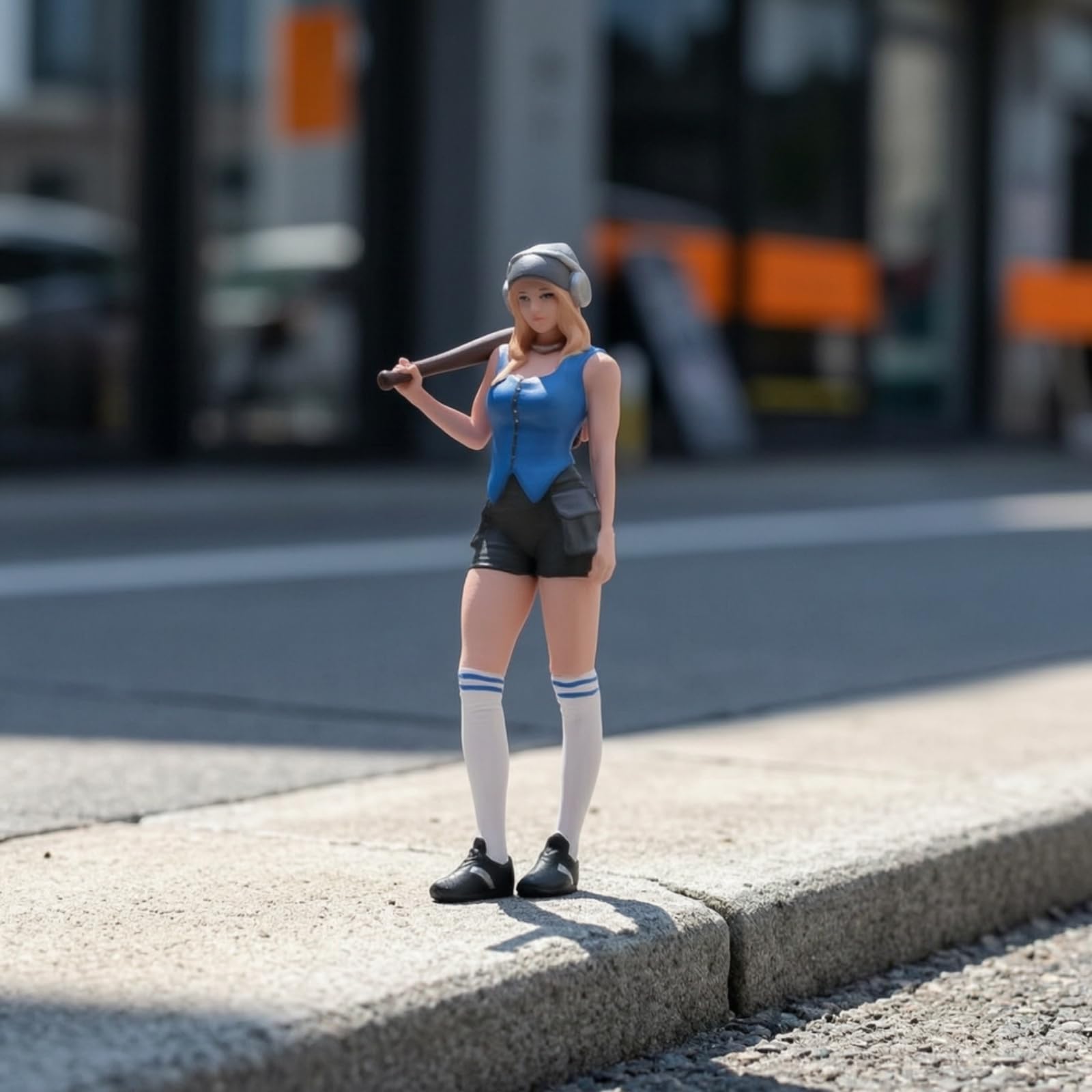 Miniatur-Mädchen mit Baseballschläger handbemalt Miniatur-Mädchenfigur detailgetreu Mädchenfigur für Modellbauer, Hobbyisten, Modellbau, Schreibtisch, Fein Bemalt Mit Gesichtszügen, 1/24