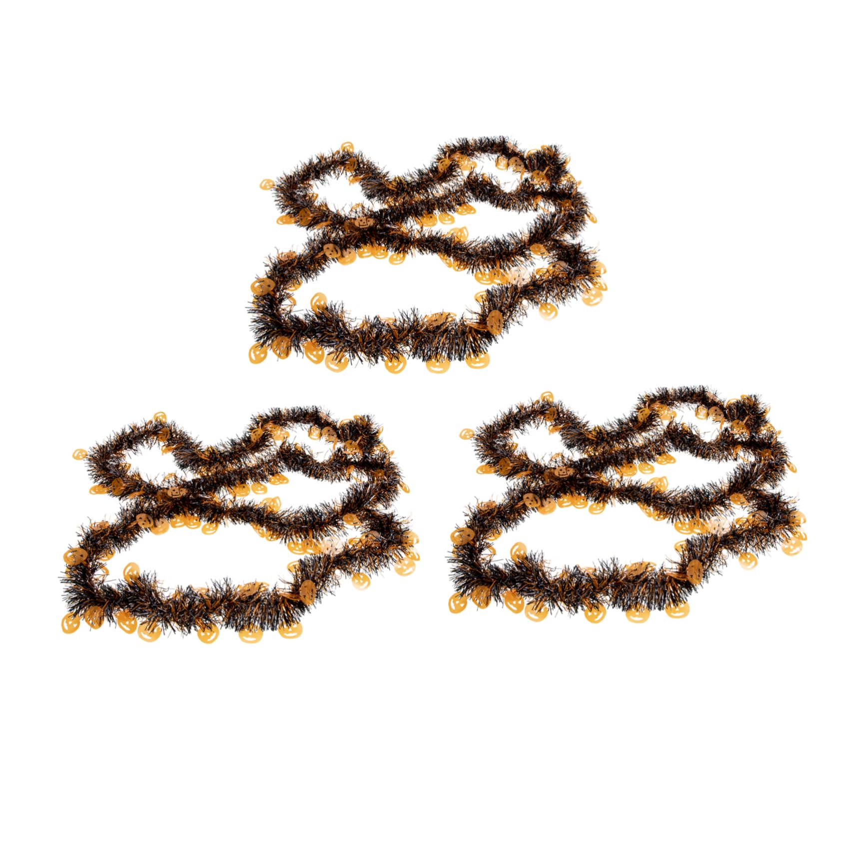 Zerodeko 3pcs Halloween Tinsel Garland Shiny Metallic Decorative Ornaments for Room and Home Decor Pumpkin Skeleton Design for Parties and Festive Celebrations
