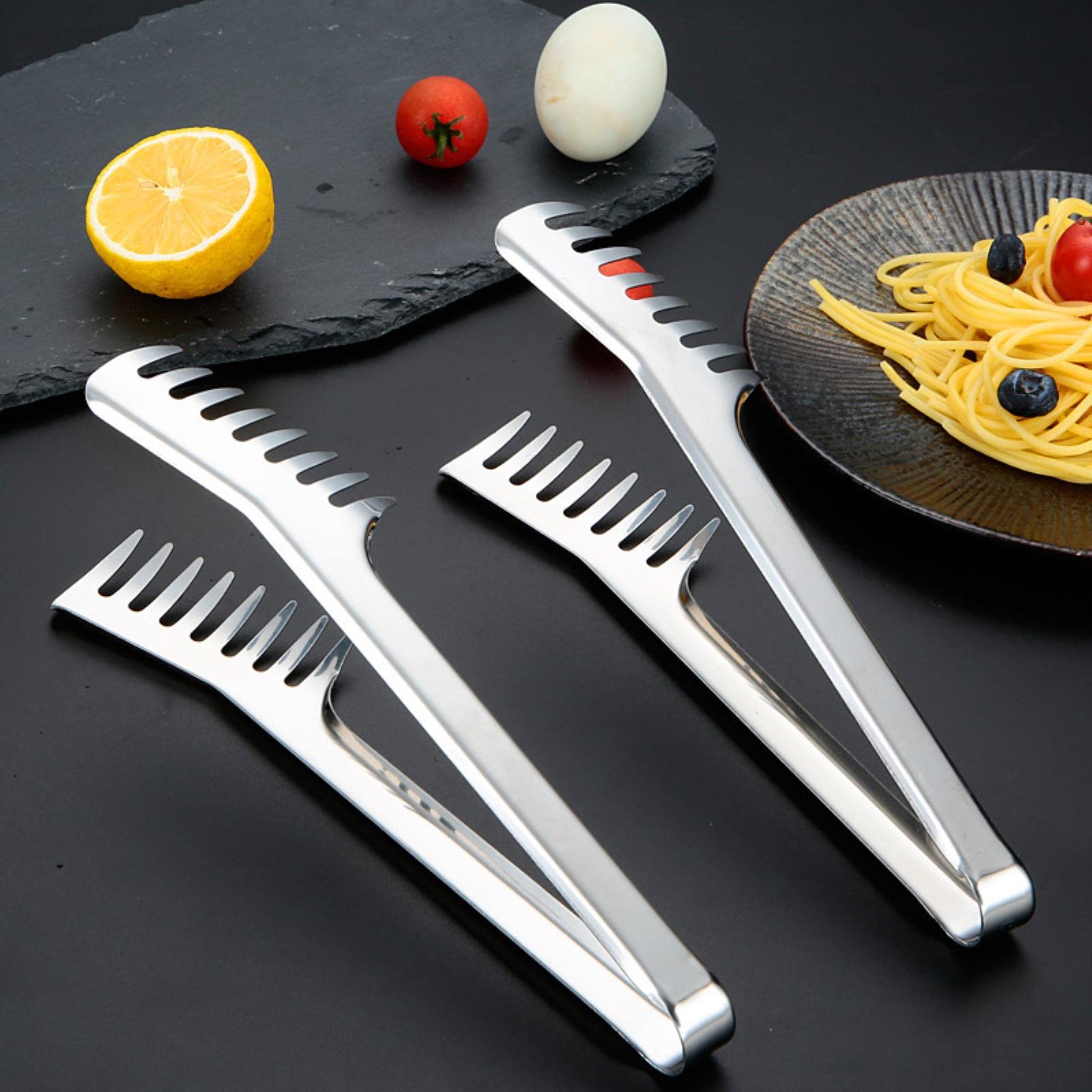 Pinzas para Fideos de Acero Inoxidable de 9 Pulgadas, Pinzas para Pasta y Espaguetis, Pinzas para Alimentos, Mango de Acero Inoxidable, Utensilios de Cocina, Accesorios de Cocina, alicates