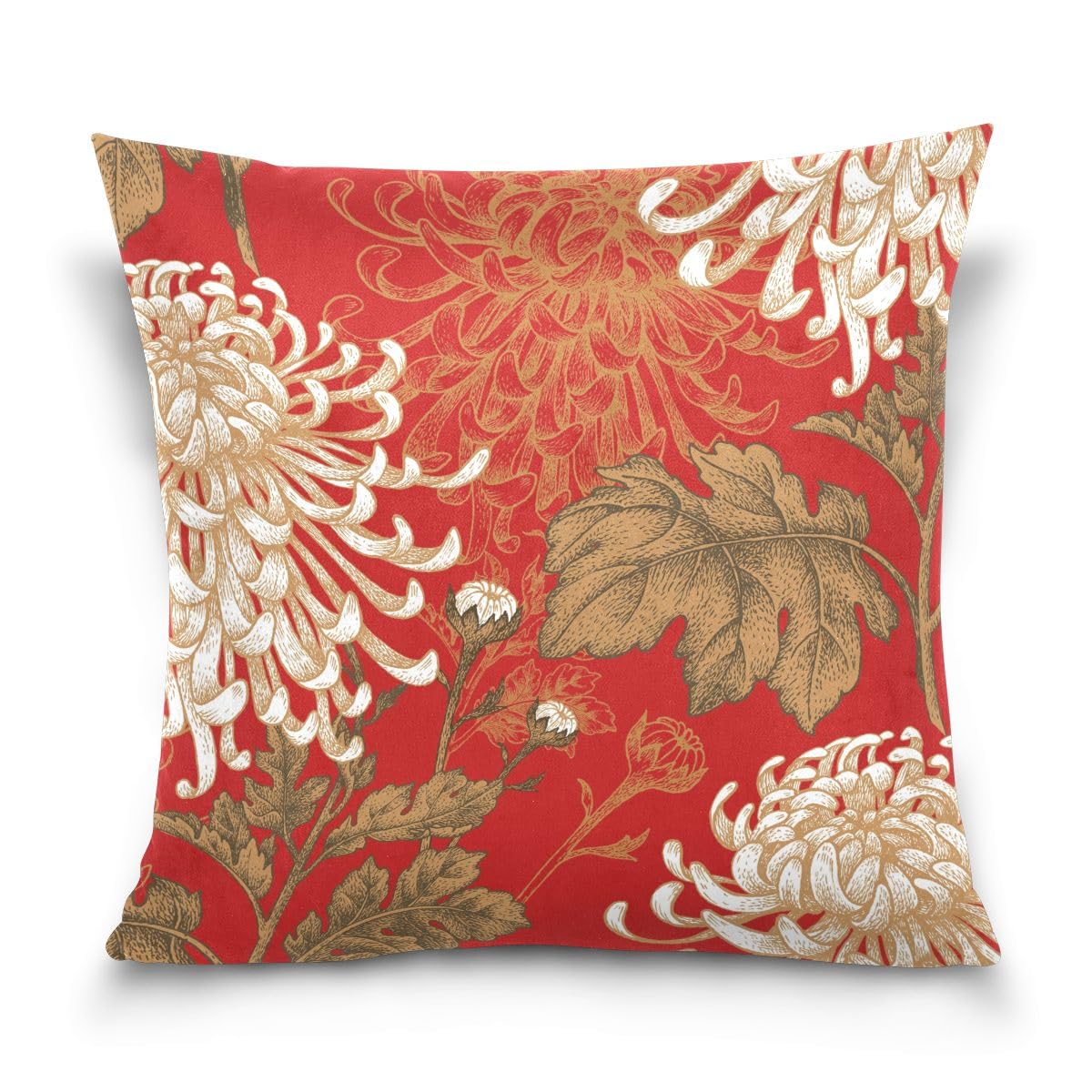 Chrysanthemum Red New Year Cushion Cover 45cm