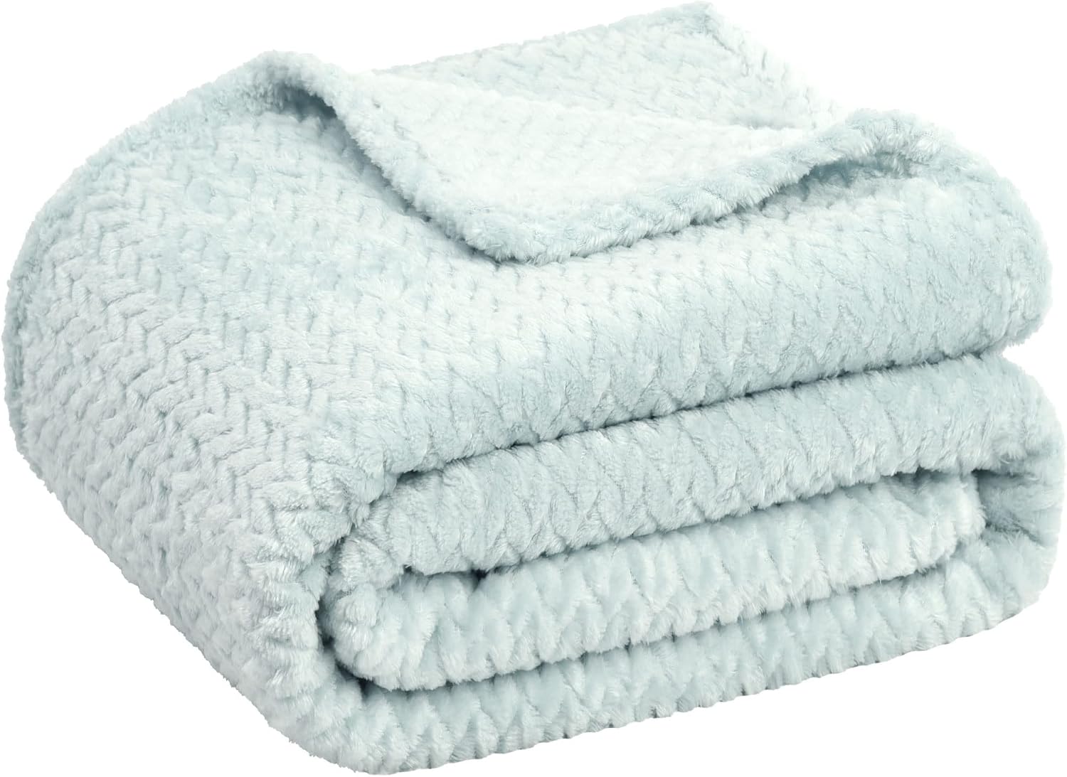 PiccoCasa Flannel Fleece Twin Size Blanket, Soft Microfiber Couch Sofa Throw, Jacquard Weave Pattern Fuzzy Plush Lightweight Decor Blankets for Bed Sofa Chair, 59 x 78 Inches, Mint Green