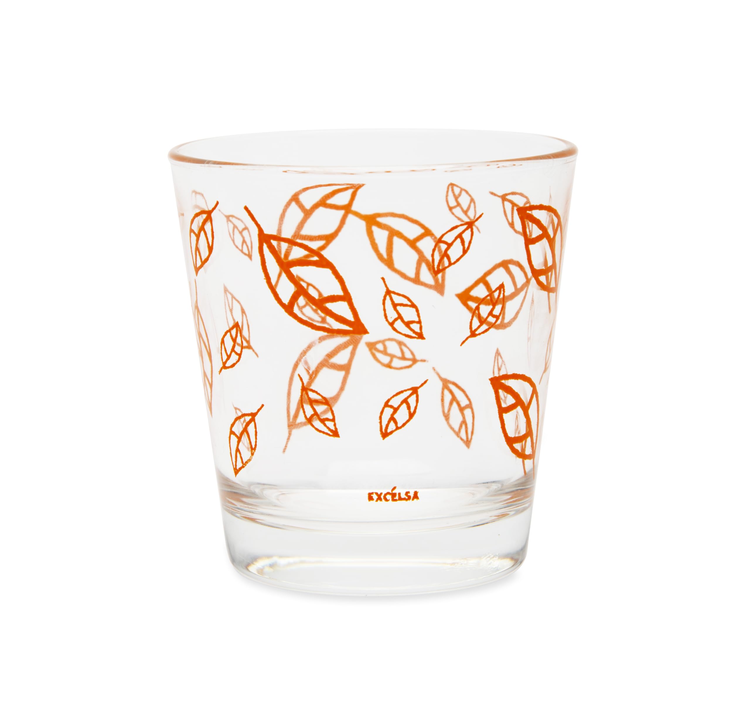 Excelsa Enjoy Set of 6 Glasses with Leaves Design, Orange