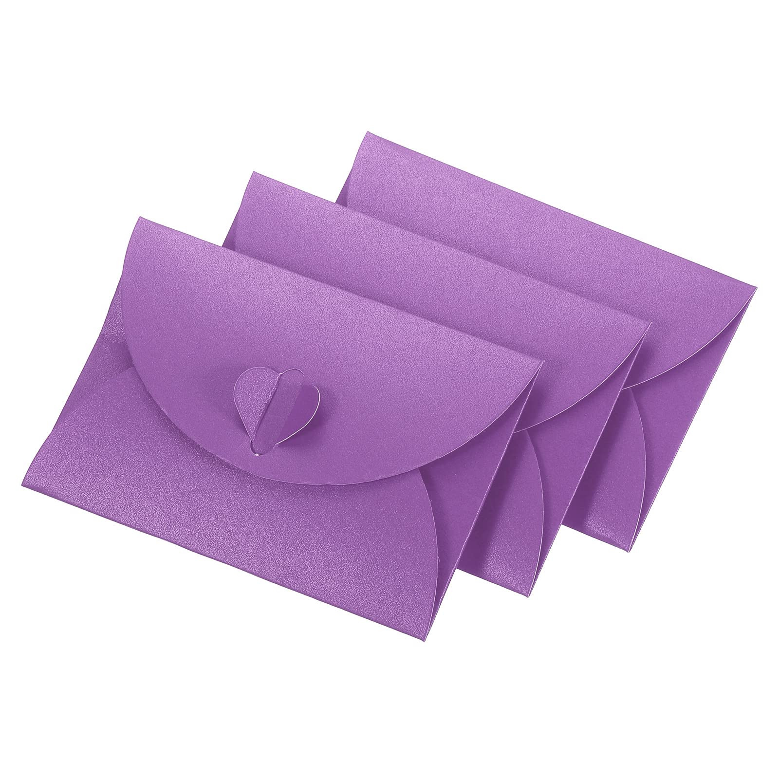 YOKIVE 50 Pack Mini Envelopes, Heart Shaped Clasp | Small Gift Card Holder, Great for Weddings Parties Boutiques(Purple)