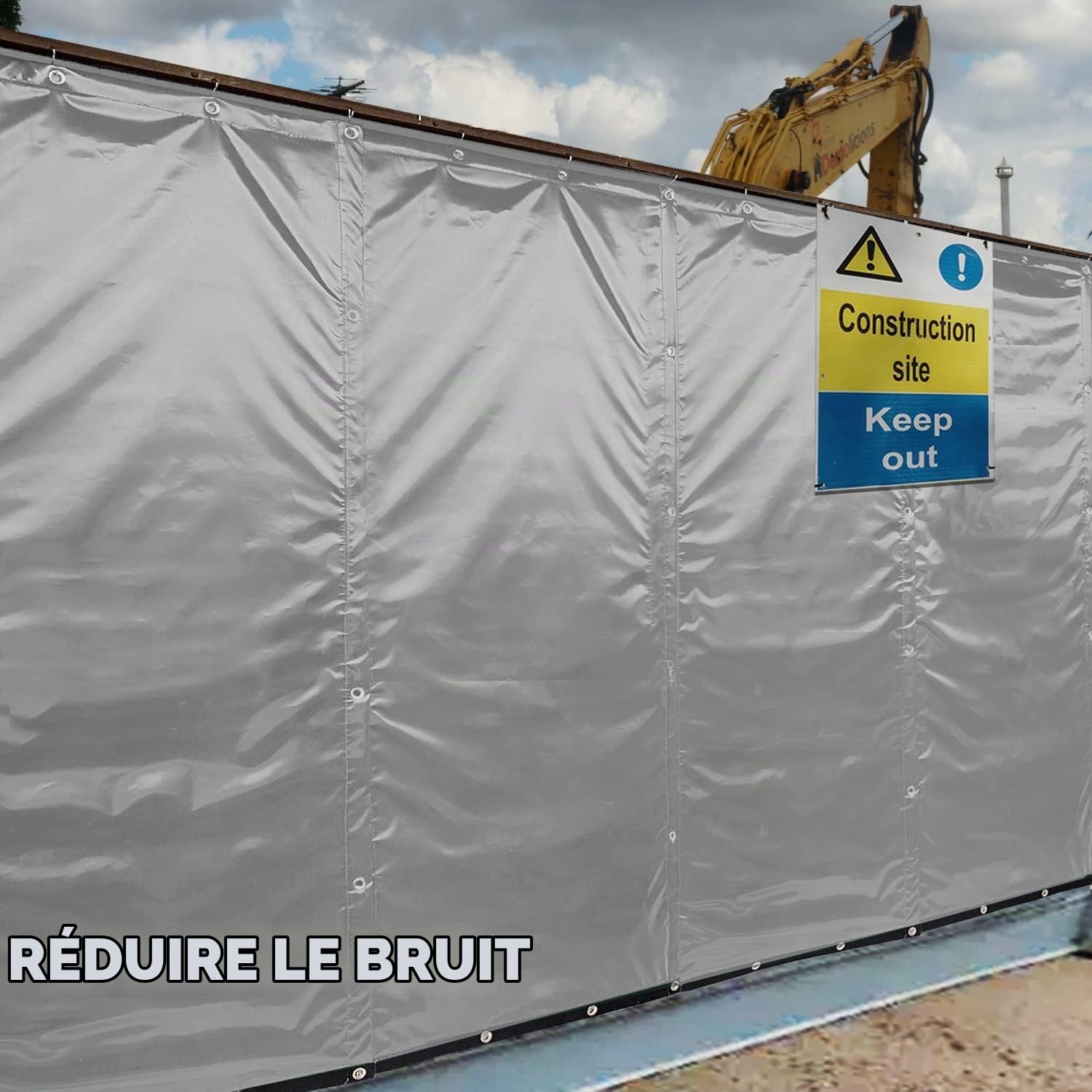 Isol Phoniqu Sound Barrier Parois d'isolation acoustique Écran insonorisé pour réduire le bruit sur les chantiers de construction usines terrains de sport 200x100cm (gris)