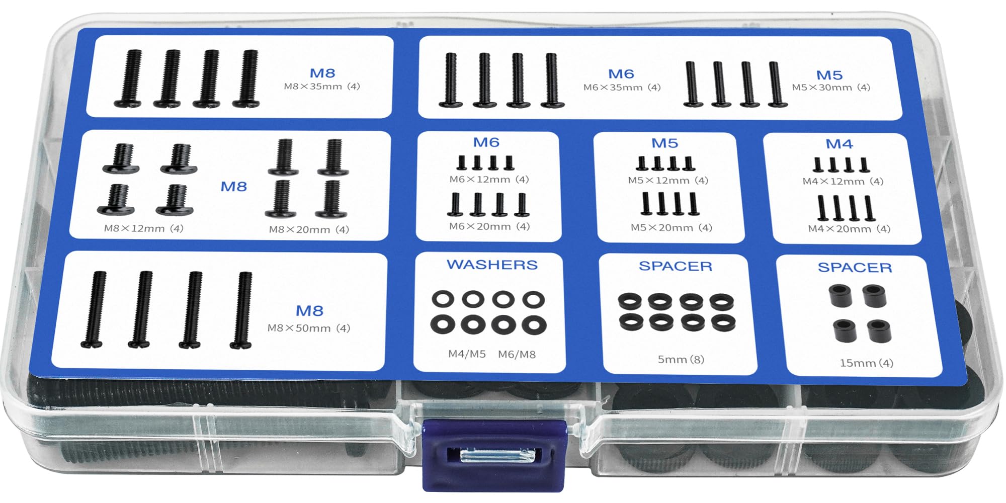GINKGO Universal Fernseher VESA Schrauben Set, M4 M5 M6 M8 TV-Schrauben und Abstandshalter, Geeignet für TV-Wandhalterung, TV Ständer und Monitorständer, Monitor. Bis Zu 80 Zoll, Schwarz