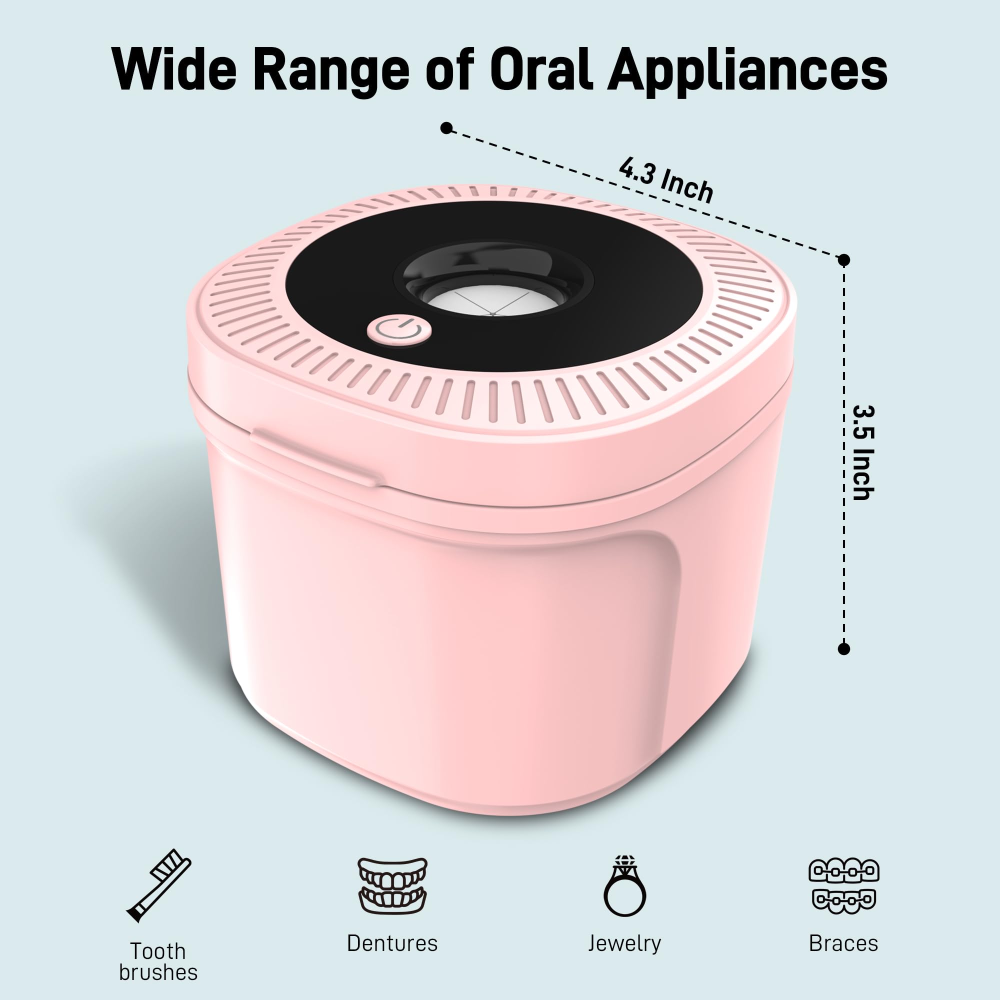 Limpiador ultrasónico de retención, cápsula de limpieza dental con luces U-V, máquina limpiadora de retenedores de 45 kHz para prótesis, cabezales de cepillo de dientes, joyas, alineadores
