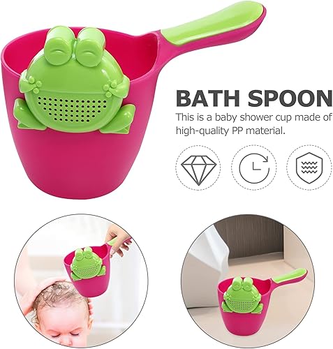 Miniatura 5 de jojofuny 1 juego de bañeras para bebé, taza de enjuague de baño, lindo champú de rana, enjuagador de ducha con rociador, cuchara para baño de bebé,