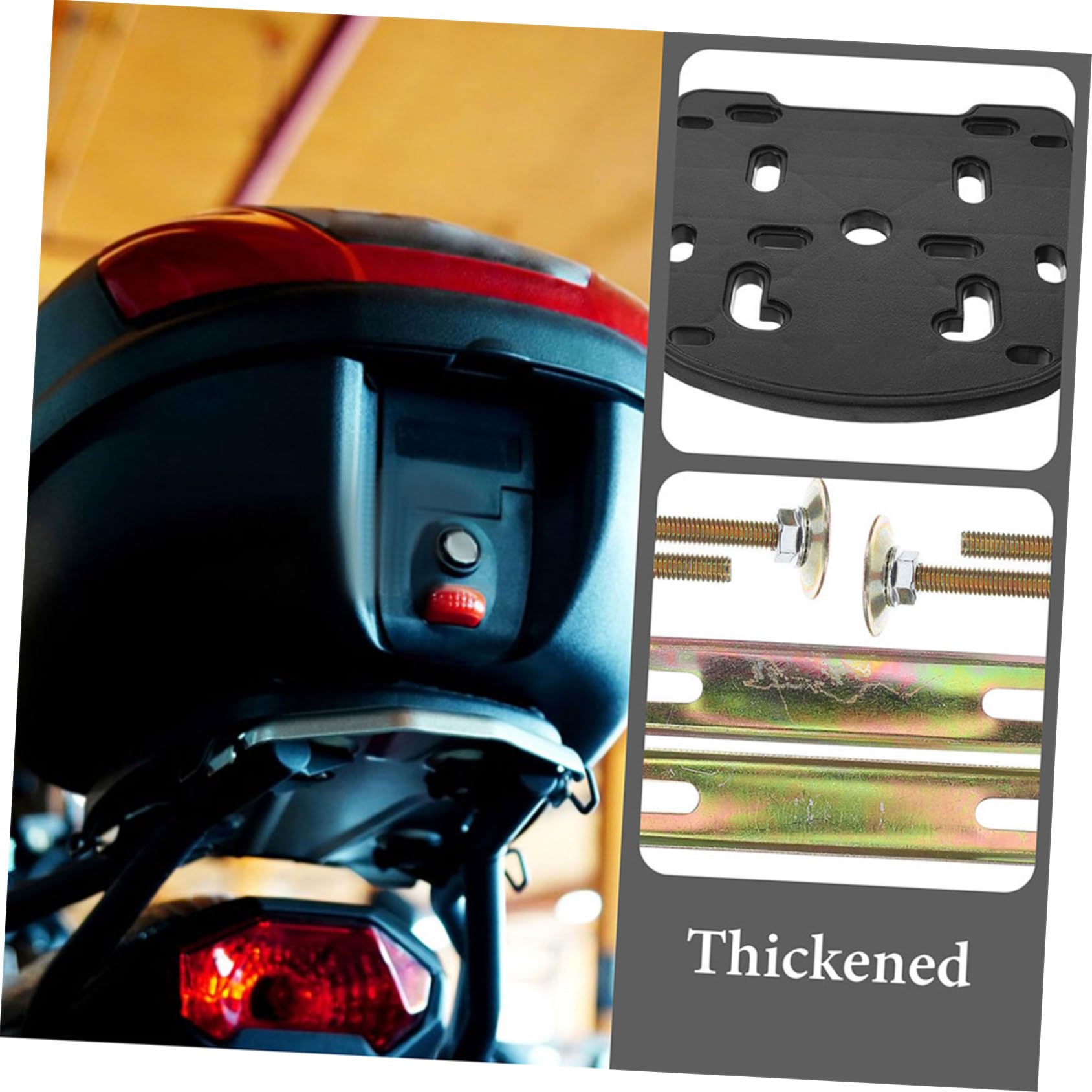 SHINEOFI Porte-Bagages ArrièRe pour Moto avec Plaque Base ÉPaisse en MéTal Support Fixation Solide avec Vis Conception Anti-Vibrations pour Coffre Rangement Moteur De Scooter ÉLectrique