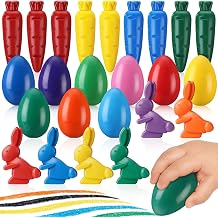 24 Pcs Easter Crayons Bulk Colorful Egg Bunny Carrot Crayon Washable Colored Palm Grasp Painting Supplies Gift Drawing Tools for Easter Home Art Basket Fillers