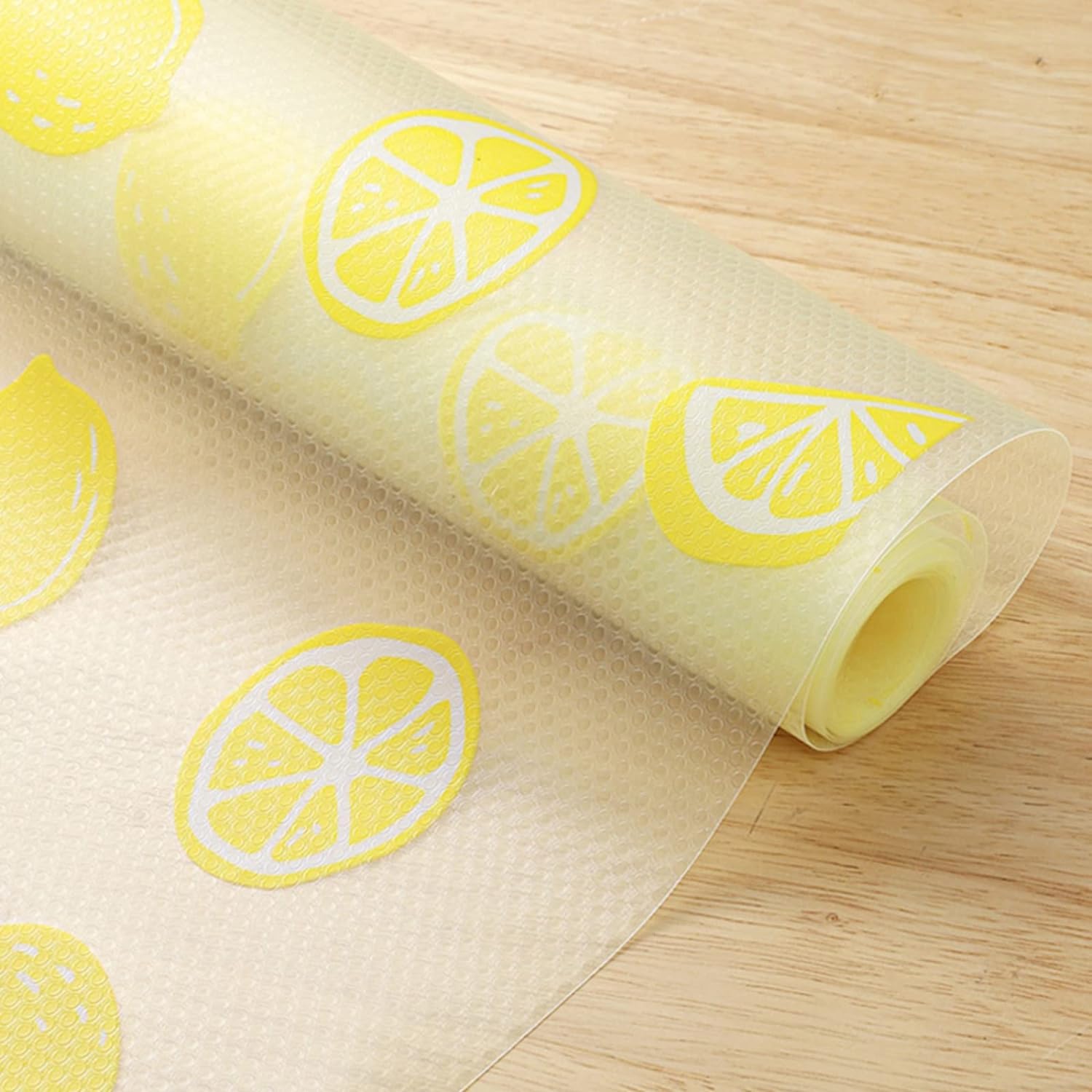 KuaiJi CA KUAIJI Shelf Liner 45 * 150cm(x3rolls) for Kitchen Cabinets Non Adhesive Drawer Liner EVA Refrigerator Liners Waterproof Durable Drawer Mats Non Slip Cabinet Liners for Shelves (LEMON)