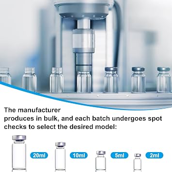 10 Pcs 3ml Sealed Sample Vials, Clear Bottom Headspace Vial, Transparent Glass Vials with Self Healing Injection Port