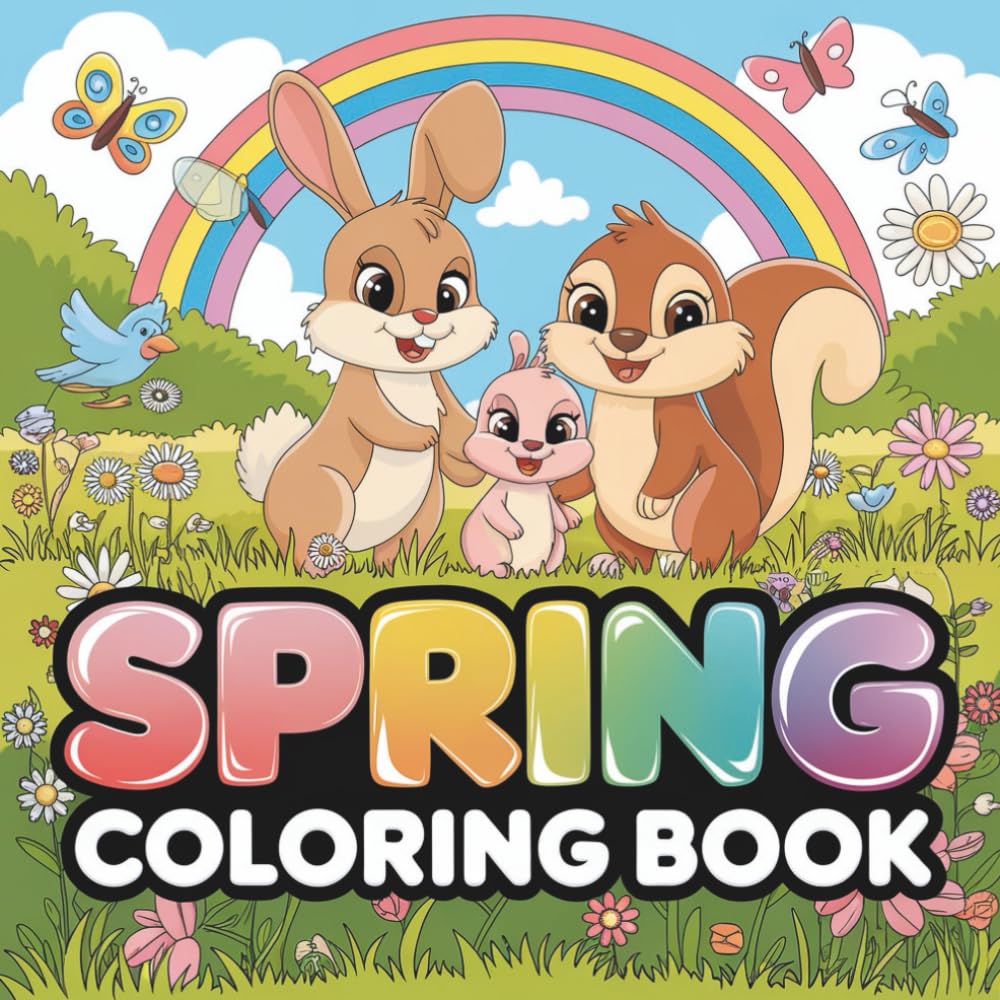 Spring Coloring Book: Cute Spring Animal Coloring Pages for Kids, Fun Nature Scenes, Relaxing Creative Play & a Perfect Seasonal Gift
