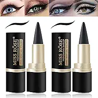 LOKFAR Conjunto de delineador em gel preto, 2 peças, à prova de manchas e à prova d'água, preto fosco, delineador, lápis de tatuagem, delineador, caneta, bastão, maquiagem para mulheres