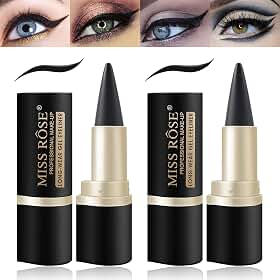 LOKFAR Conjunto de delineador em gel preto, 2 peças, à prova de manchas e à prova d'água, preto fosco, delineador, lápis de tatuagem, delineador, caneta, bastão, maquiagem para mulheres