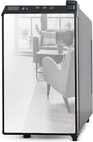 Miniatura 4 de BLACK+DECKER Enfriador de vino de 8 botellas, refrigerador de vino termoeléctrico con espejo frontal, refrigerador de vino independiente y pantalla