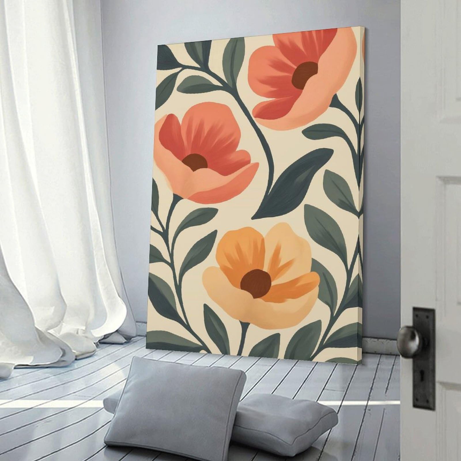 Junmoney Boho Minimalist Floral Art Hanging Wall Art, 20x30inch(50x75cm), for New Homes, Bedrooms Or Workspaces, Thoughtful Wall Decor for Art Lovers