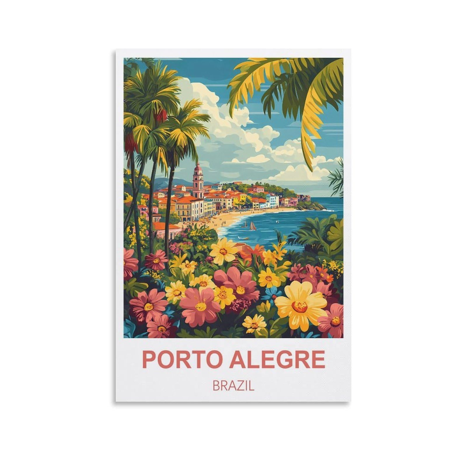 Fjiwecwsq Unframe-Style Porto Alegre Brazil Vintage Travel Poster 08X12inch(20X30cm) Canvas Wall Art Painting Prints