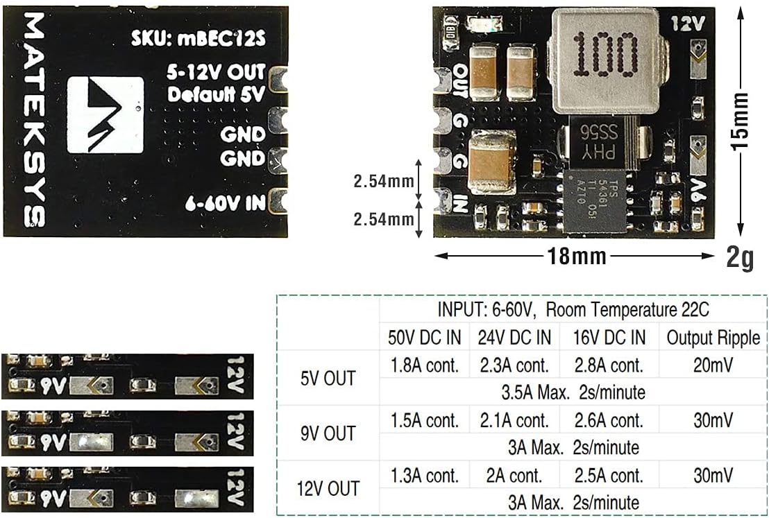Usmile Matek Micro BEC Wiring Diagram and Specifications