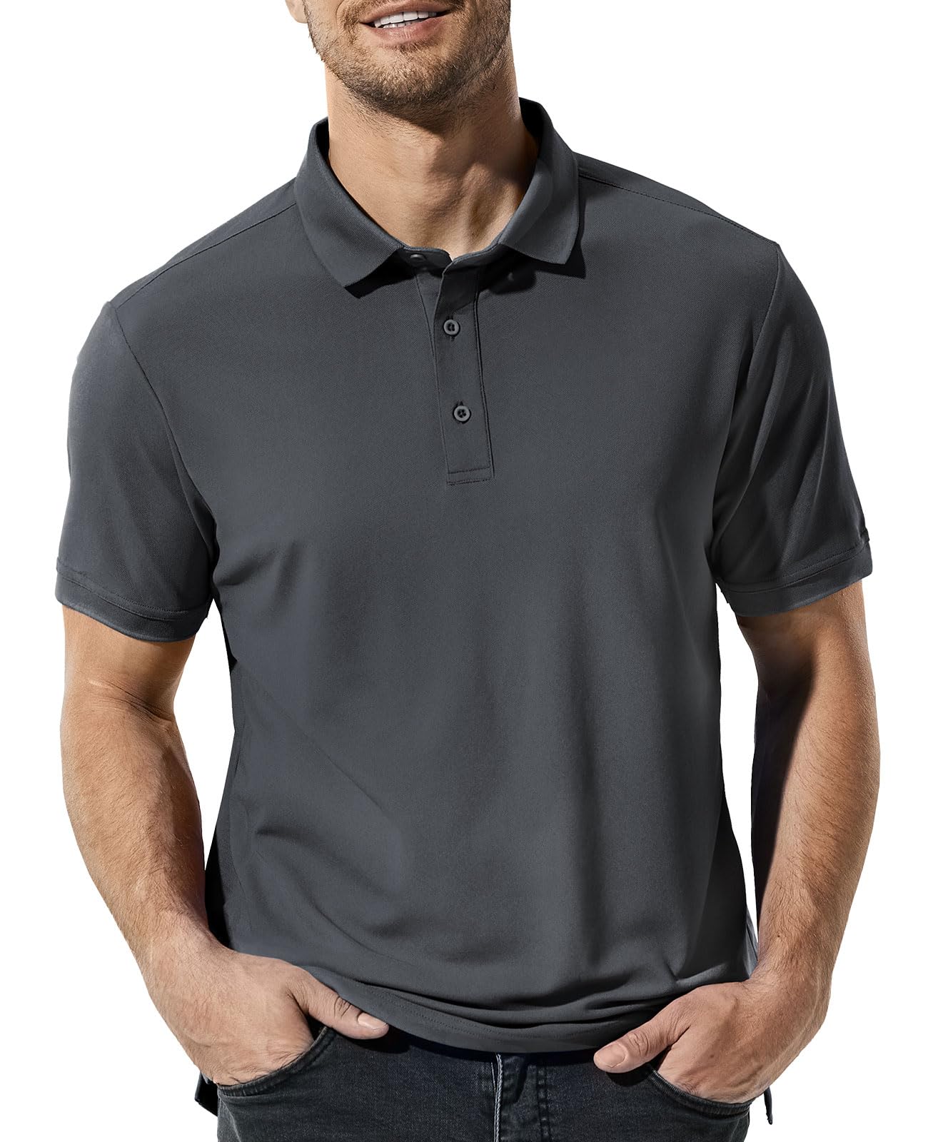 MIER Polo Shirts for Men Short Sleeve Quick Dry Polyester Collared Shirts Casual Golf Shirts, Moisture-Wicking