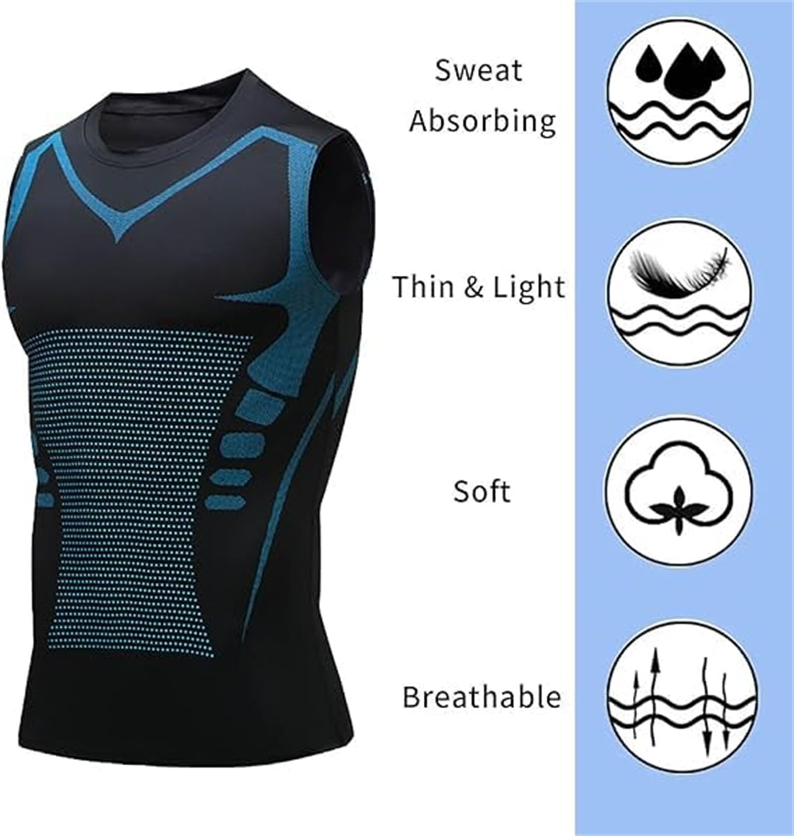 Camiseta De Compresión Sin Mangas para Hombre, Transpirable, Elástica Y De Secado Rápido, Ideal para Correr Y Entrenar En El Gimnasio.