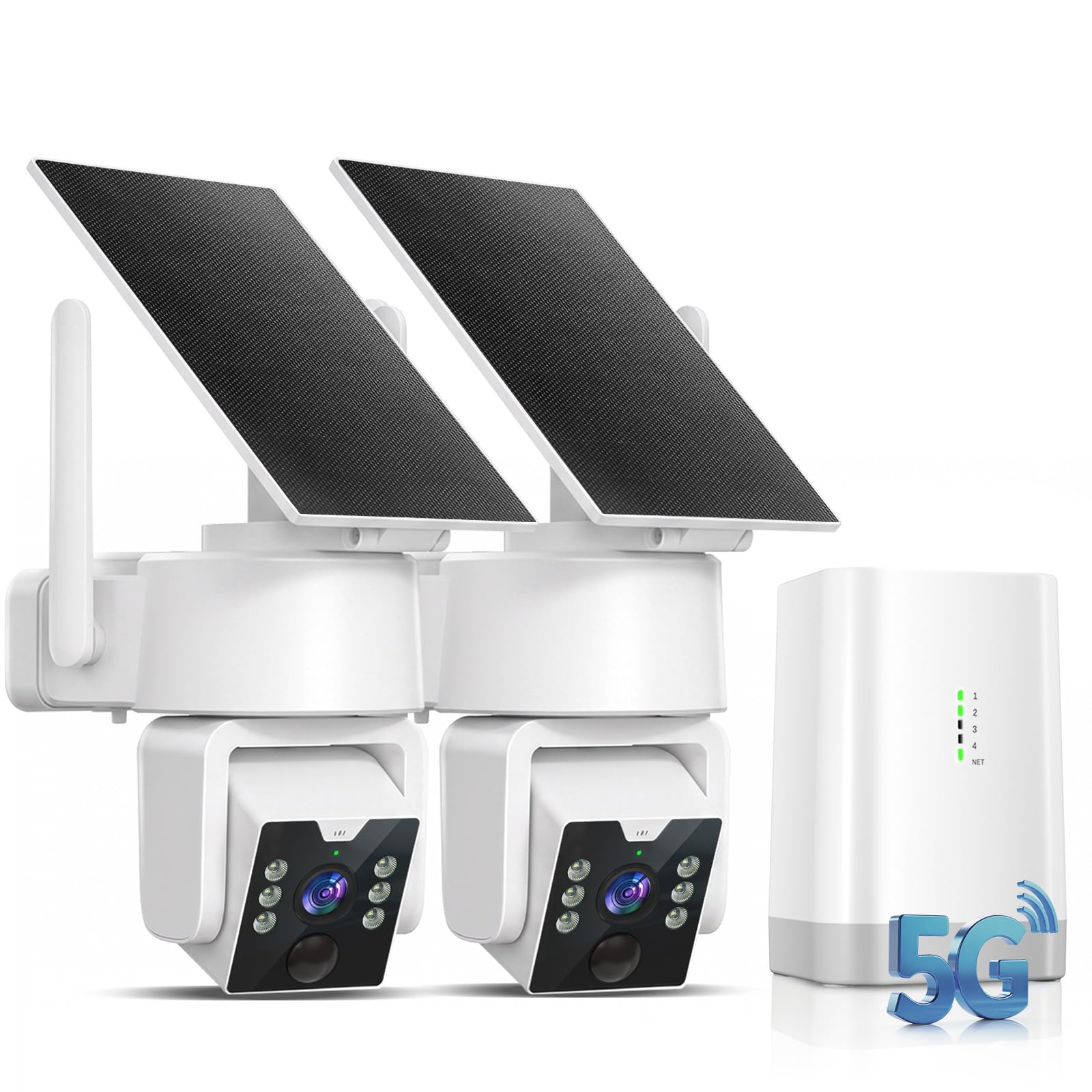Carltec No Monthly Fee Solar Security Camera System with Home Hub, 2 Pack 4MP 360 PTZ Wireless Outdoor Cameras