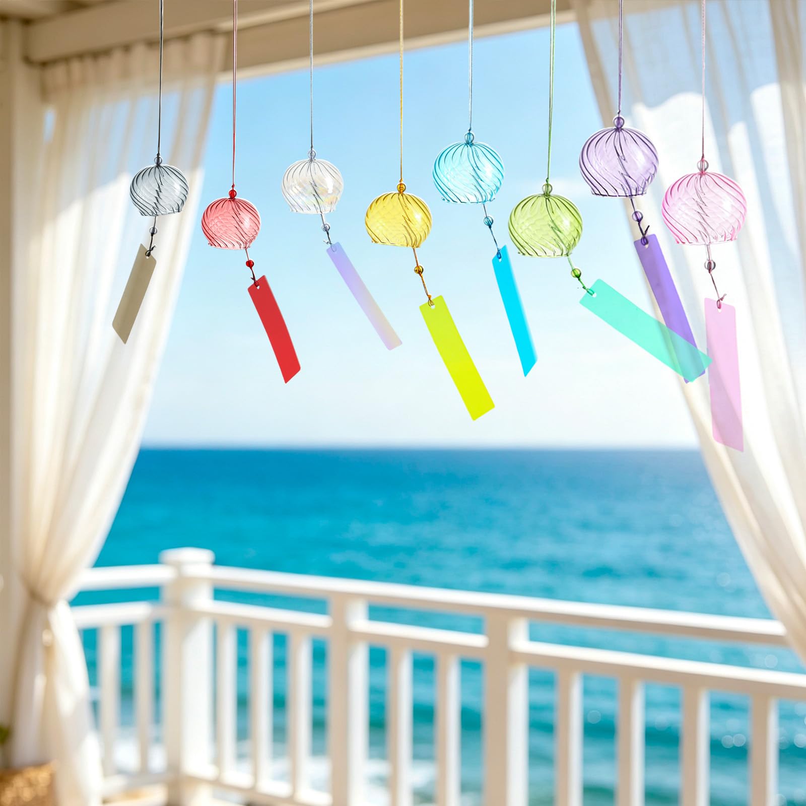 8 Carillon Japonais coloré avec étiquette