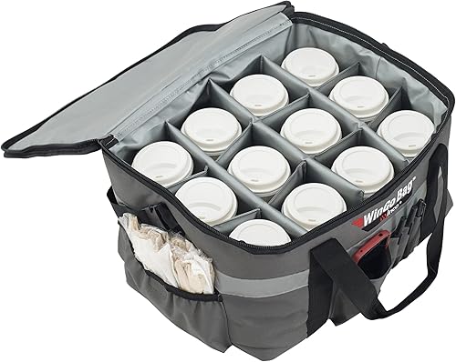 Miniatura 4 de Winco Bolsa aislada para entrega de alimentos/catering con divisor de bebidas, mediana, gris