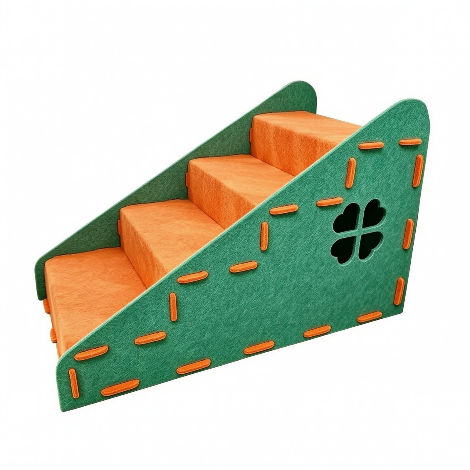 4-stufig Katzenleiter, Orange-Grün, Vierstufige Treppe 40cm Höhe