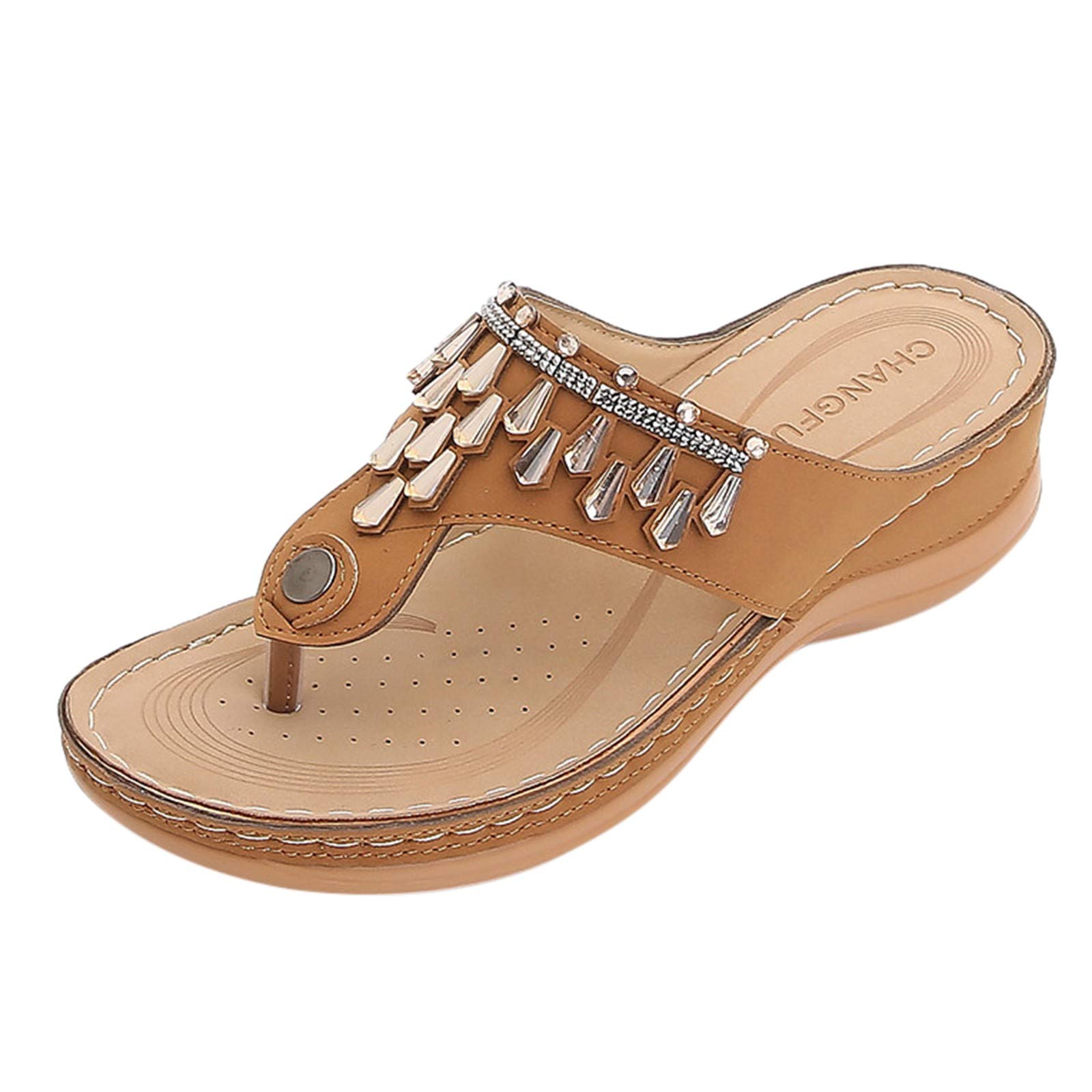 Sandales compensées confortables à strass pour pieds sensibles - 8
